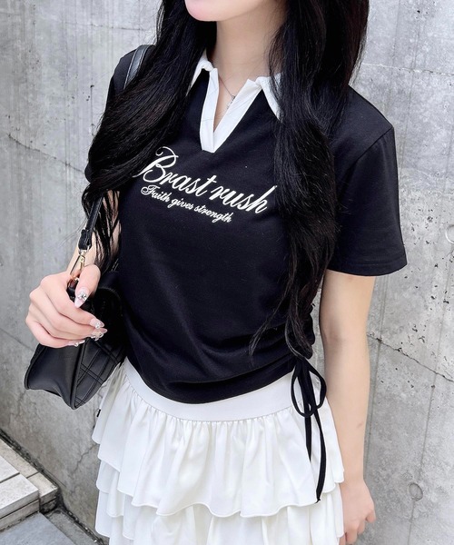 INGNI（イング） tシャツ サイドドロストスキッパー襟配色トップス