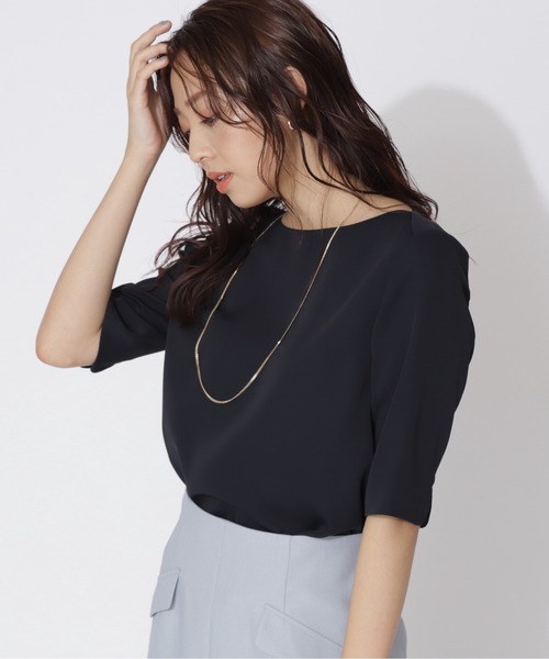 「NATURAL BEAUTY BASIC」 半袖ブラウス LARGE オフホワイト レディース