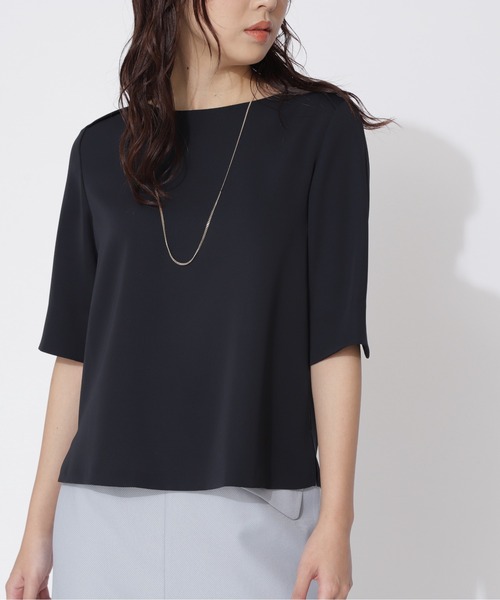 「NATURAL BEAUTY BASIC」 半袖ブラウス LARGE オフホワイト レディース