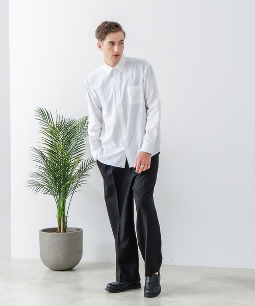 シャツ 「Blue Standard:ブルースタンダード」フレンチリネンミックス 長袖 リラックスフィットシャツ 吸水速乾 麻混　クールビズ | Blue Standard | 02