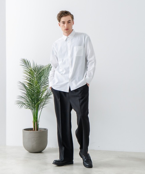 シャツ 「Blue Standard:ブルースタンダード」フレンチリネンミックス 長袖 リラックスフィットシャツ 吸水速乾 麻混　クールビズ | Blue Standard | 03