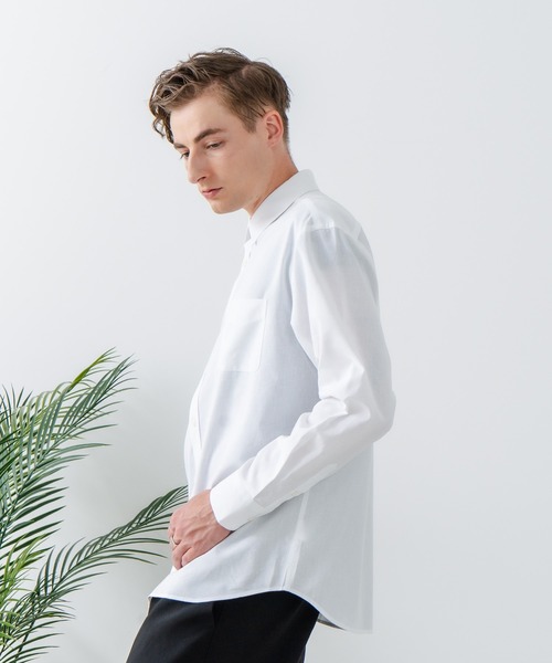 シャツ 「Blue Standard:ブルースタンダード」フレンチリネンミックス 長袖 リラックスフィットシャツ 吸水速乾 麻混　クールビズ | Blue Standard | 06