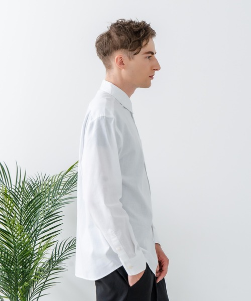 シャツ 「Blue Standard:ブルースタンダード」フレンチリネンミックス 長袖 リラックスフィットシャツ 吸水速乾 麻混　クールビズ | Blue Standard | 08