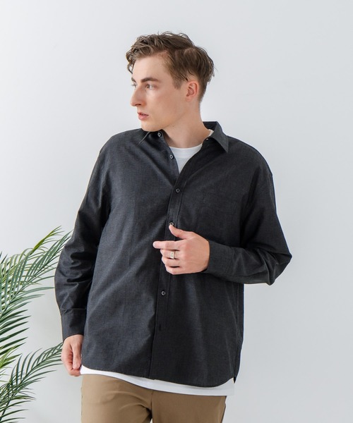 シャツ 「Blue Standard:ブルースタンダード」フレンチリネンミックス 長袖 リラックスフィットシャツ 吸水速乾 麻混　クールビズ | Blue Standard | 12