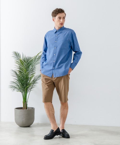 シャツ 「Blue Standard:ブルースタンダード」フレンチリネンミックス 長袖 リラックスフィットシャツ 吸水速乾 麻混　クールビズ | Blue Standard | 16