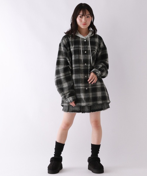 repipi armario（レピピアルマリオ） コート アウター チェックフード