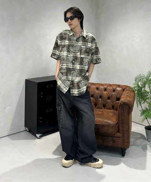 「sedacle」 加工デニムパンツ MEDIUM ブラック メンズ