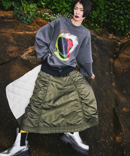 スカート OMMO MIX FABRIC FLARE OMMO（オーエムエムオー） スカート MIX FABRIC FLARE SK : ZOZOTOWN