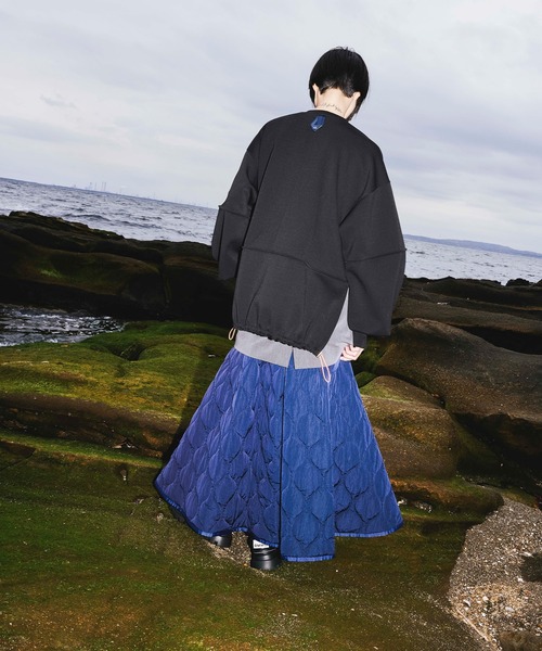 スカート OMMO MIX FABRIC FLARE SK OMMO ONLINE STORE / MIX FABRIC FLARE SK