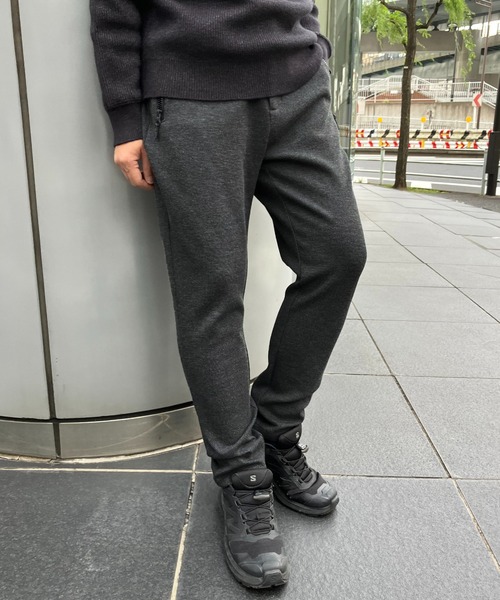 enfin leve メンズパンツ　ブラックS ikka（イッカ） パンツ 「セットアップ対応」ダブルフェイスカノコ