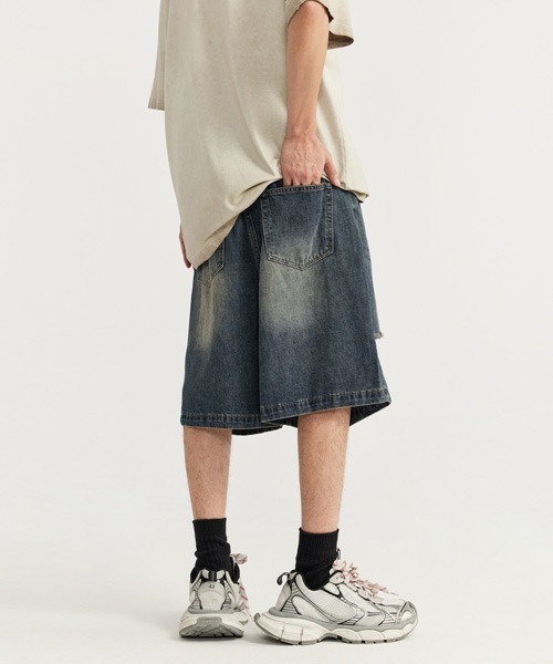 「Ressaca」 デニムハーフパンツ M インディゴブルー メンズ_画像7