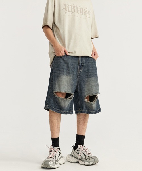 「Ressaca」 デニムハーフパンツ M インディゴブルー メンズ_画像8