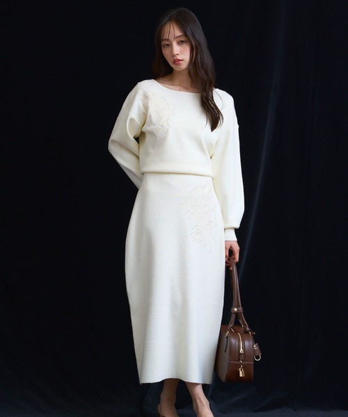 NOELA（ノエラ） ワンピース レース刺繍ニットワンピース : ZOZOTOWN