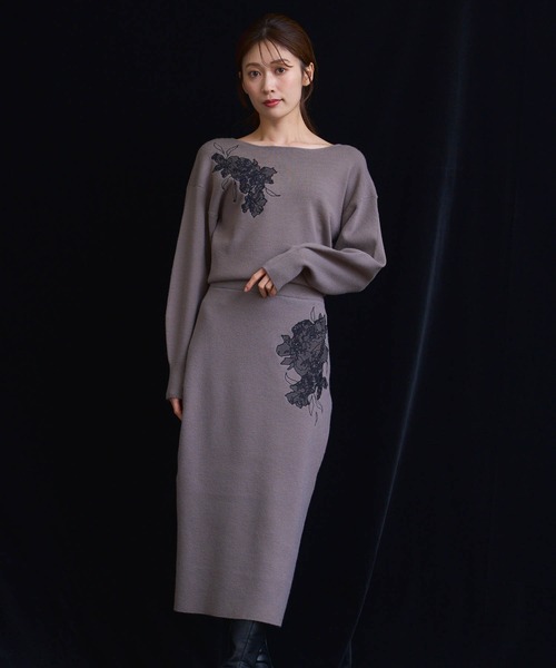 NOELA（ノエラ） ワンピース レース刺繍ニットワンピース : ZOZOTOWN