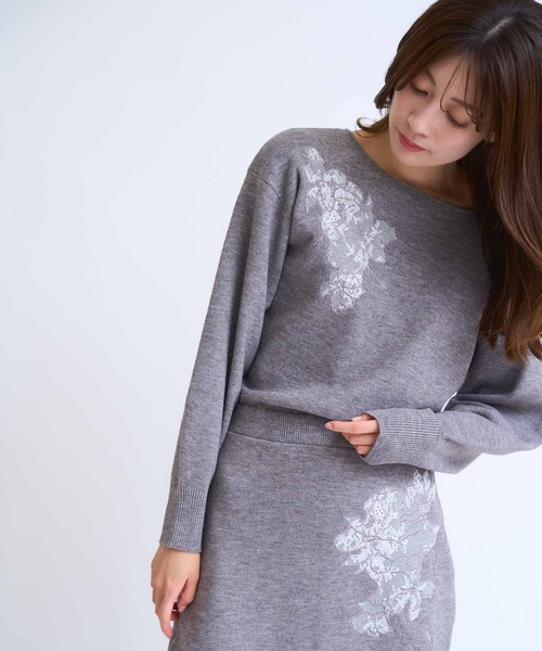 NOELA（ノエラ） ワンピース レース刺繍ニットワンピース : ZOZOTOWN