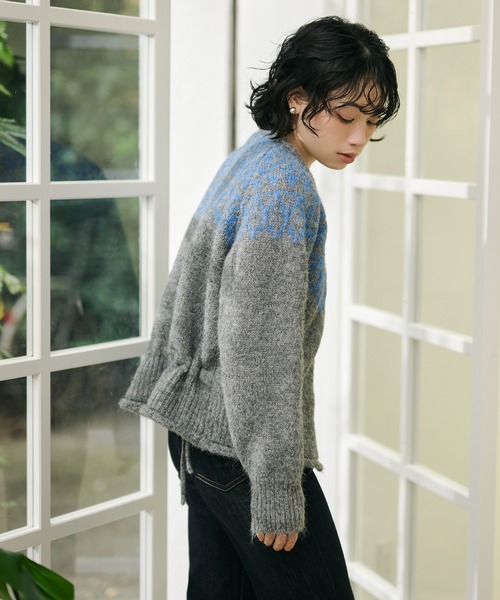 カーディガン wool blend nordic knit cardigan /ウールブレンド