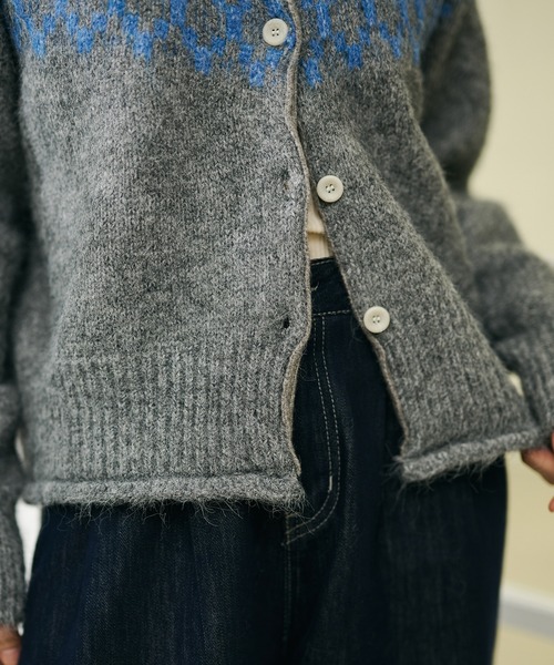 カーディガン wool blend nordic knit cardigan /ウールブレンド