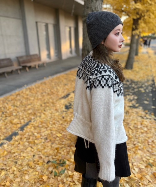 カーディガン wool blend nordic knit cardigan /ウールブレンド