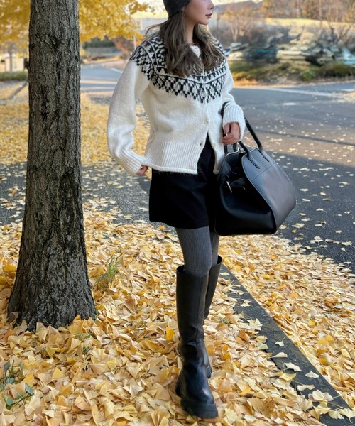 カーディガン wool blend nordic knit cardigan /ウールブレンド