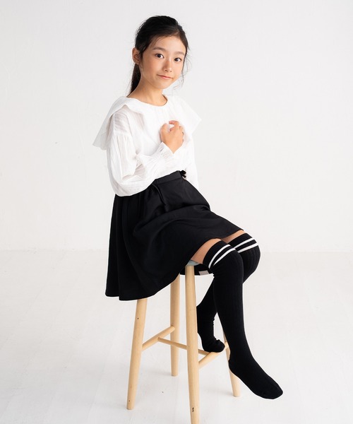 stample（スタンプル） 靴下 リボン・刺繍・ライン ニーハイソックス