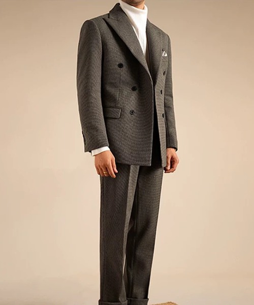 セヴィルロウ セットアップ ダブルスーツ ブラック カシミヤ混 アジャスター AOYAMA 【洋服の青山】ゼロプレッシャースーツ セットアップ可