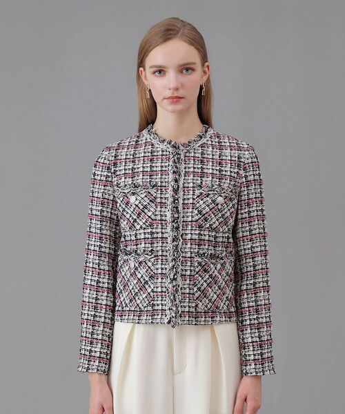 ANAYI（アナイ） ジャケット ノーカラージャケット ピンクミックス