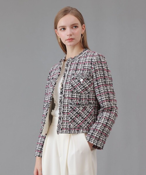 ANAYI（アナイ） ジャケット ノーカラージャケット ピンクミックス