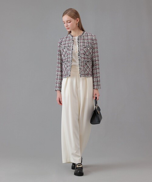 アナイ　ミックスヤーンツイード4ポケット ジャケット　ノーカラージャケット アナイ ミックスヤーンツイード4ポケット ジャケット ノーカラー