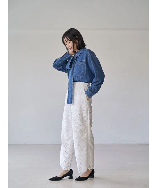 TONAL（トーナル） ブラウス シャツ テンセルデニムボウタイブラウス