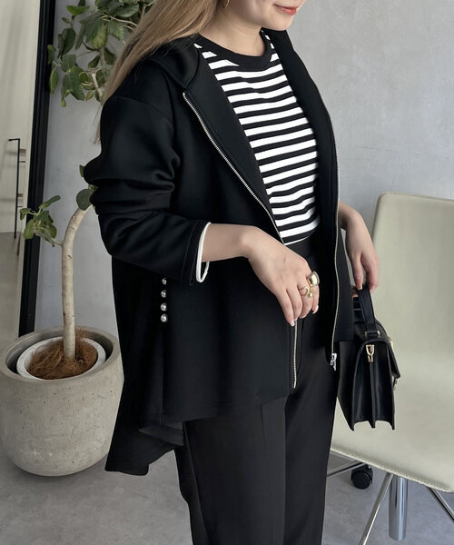 「prose verse」 ジップアップパーカー MEDIUM ブラック レディース_画像4