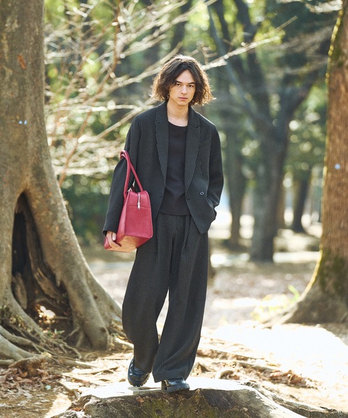 美品✨エクサントリーク レジメンタル柄　ハンドバッグ ボストンバッグ cii ボストンバッグ 「UNISEX」IMITATION LEATHER BOSTON BAG