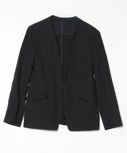 新品 グリーンレーベルリラクシングノーカラージャケット 38 黒 green label relaxing（グリーンレーベルリラクシング） ノーカラー