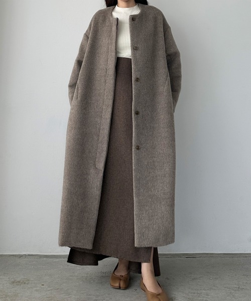 Louere（ルエレ） ノーカラーコート SMALL モカ レディース : ZOZOTOWN