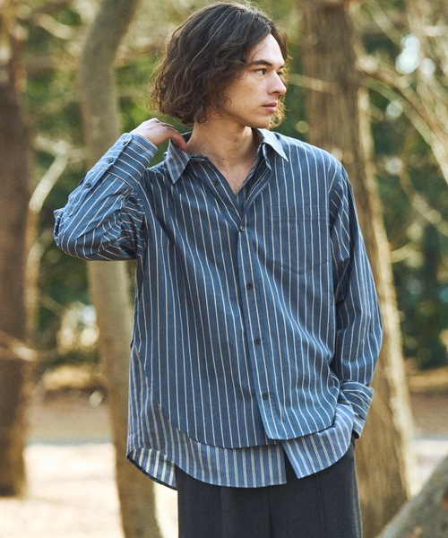 Casper John（キャスパージョン） シャツ Layered stripe shirts