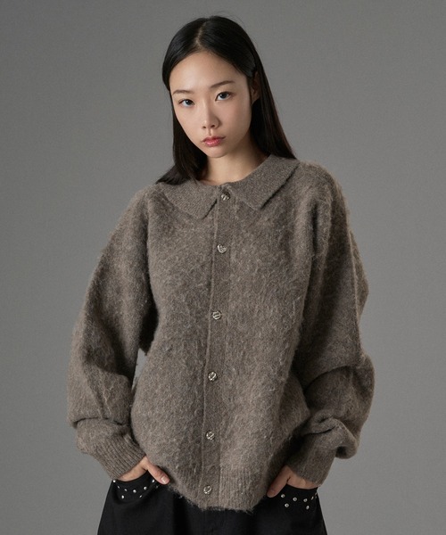 ONCILY（オンシェリー） カーディガン SILVER BUTTON SHAGGY KNIT POLO