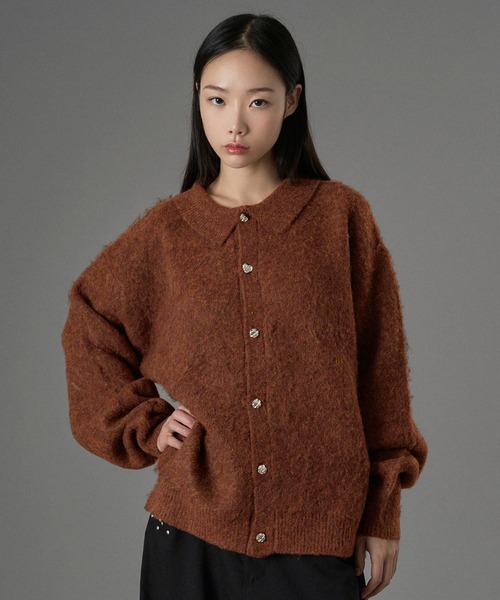 ONCILY（オンシェリー） カーディガン SILVER BUTTON SHAGGY KNIT POLO