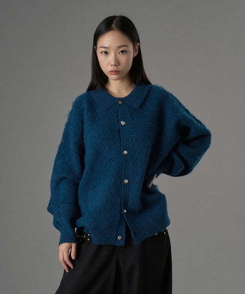 ONCILY（オンシェリー） カーディガン SILVER BUTTON SHAGGY KNIT POLO