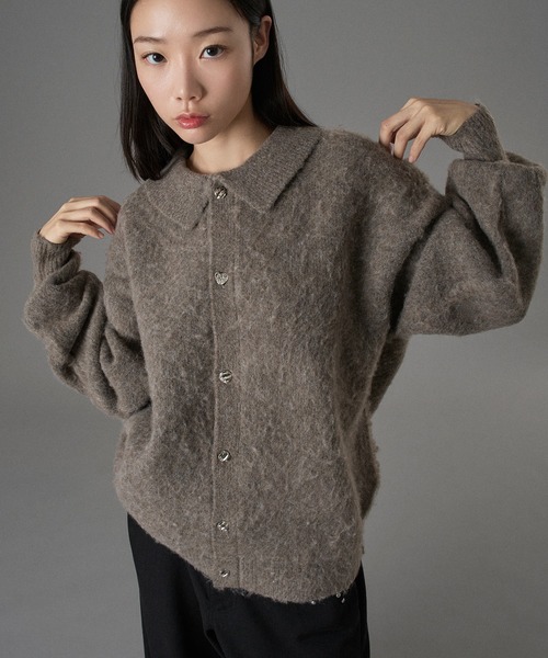 ONCILY（オンシェリー） カーディガン SILVER BUTTON SHAGGY KNIT POLO