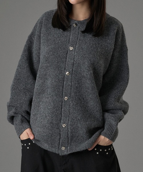 ONCILY（オンシェリー） カーディガン SILVER BUTTON SHAGGY KNIT POLO 