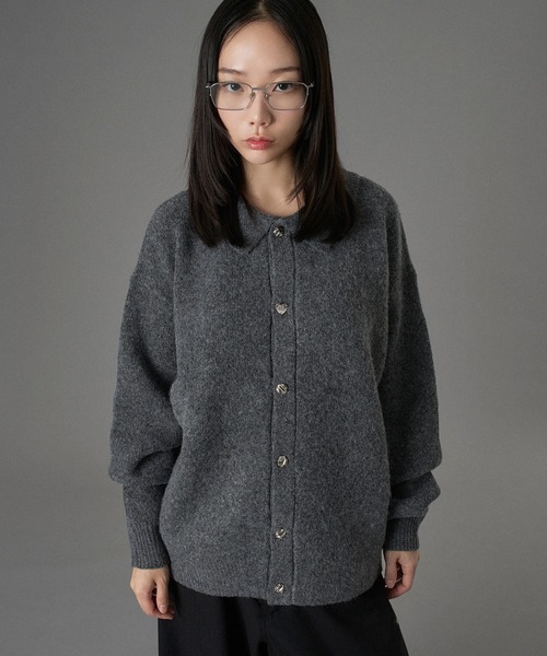 ONCILY（オンシェリー） カーディガン SILVER BUTTON SHAGGY KNIT POLO