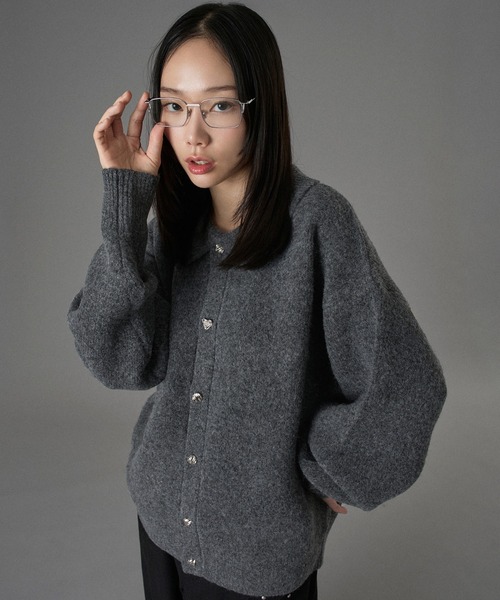 ONCILY（オンシェリー） カーディガン SILVER BUTTON SHAGGY KNIT POLO