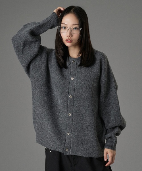 ONCILY（オンシェリー） カーディガン SILVER BUTTON SHAGGY KNIT POLO