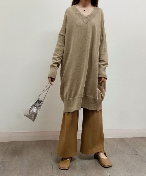 63 美品 THE TOE ニットワンピース ベージュ 63 美品 THE TOE ニット