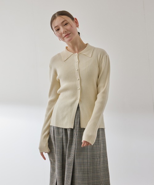 QUEENS COURT（クイーンズコート） カーディガン クルミボタンポロ