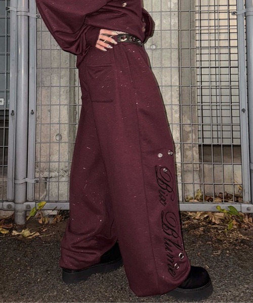 スウェットパンツ ジャージ グリッターアイレットスウェットパンツ