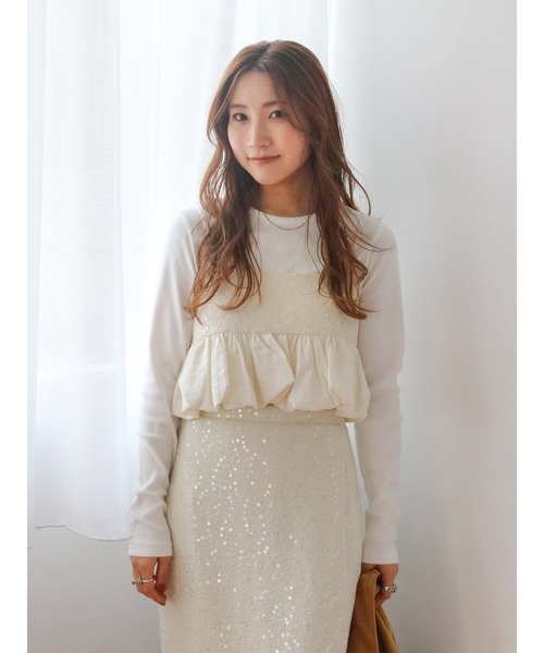 Ungrid（アングリッド） tシャツ シアーレースロングスリーブTee