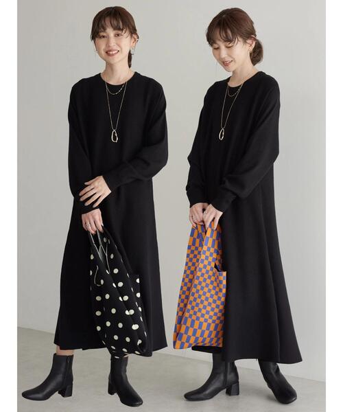 「AMERICAN HOLIC」 ニットワンピース M ブラック レディース_画像3