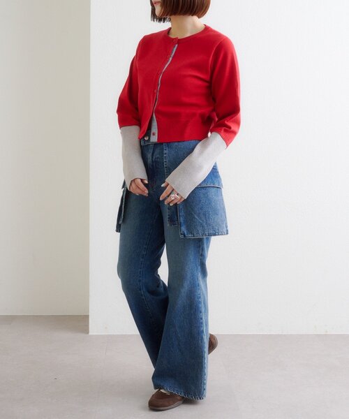 デニムブルー　赤ブラウス　セット w closet（ダブルクローゼット） ジーンズ デニム デニムパンツ