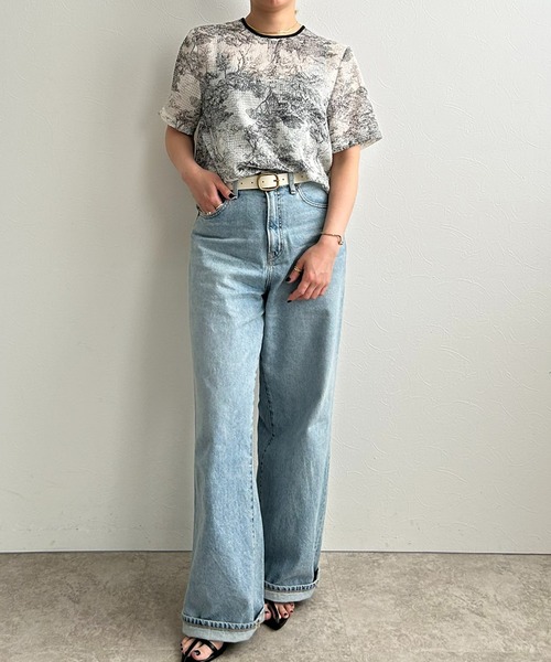 「LHELBIE」 半袖ブラウス M ネイビー レディース_画像5