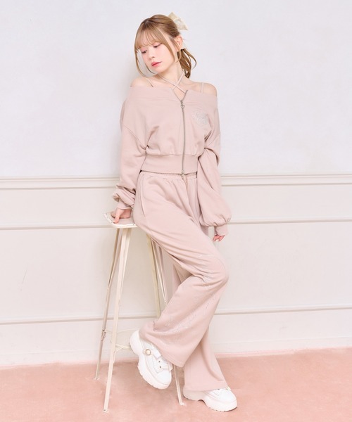 【セット着用可能】オフショルジップスウェット 上下3点セット アプレジュール apres jour（アプレジュール） トレーナー スウェット 「セット着用